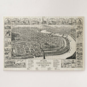 Quebra-cabeça Mapa Pictórico Vintage de MÃES Holyoke (1881)