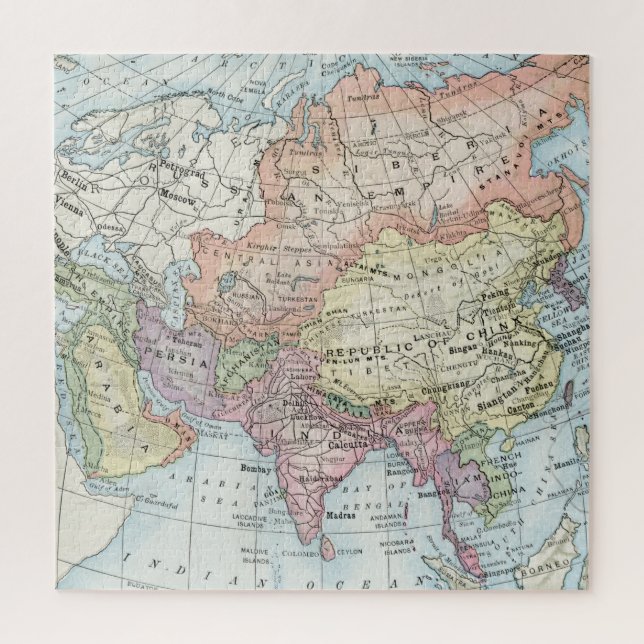 Quebra-cabeça Mapa político da Ásia (1916) (Vertical)