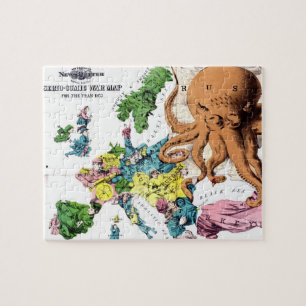 Quebra-cabeça Mapa político dos desenhos animados do vintage de