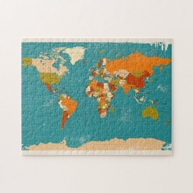 Quebra-cabeça Mapa político retro do mundo (Horizontal)