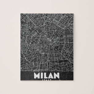 Quebra-cabeça Mapa Retro de Milão Itália