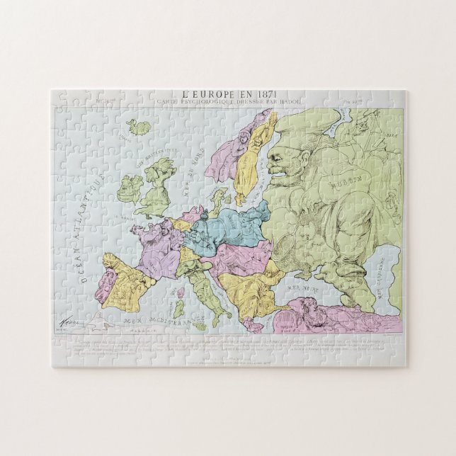 Quebra-cabeça Mapa Satirical de Europa | 1871 (Horizontal)