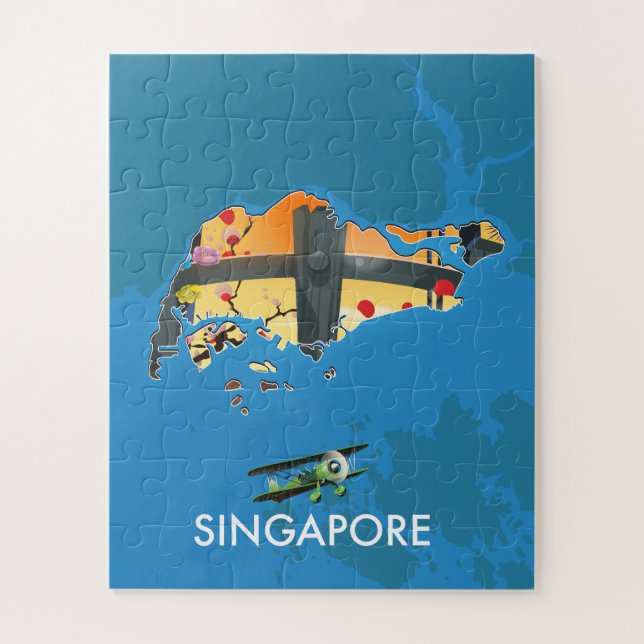 Quebra-cabeça Mapa viagem de Singapura (Vertical)
