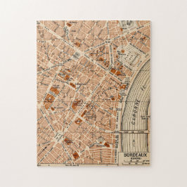 Quebra-cabeça Mapa Vintage Bordeaux França 11x14