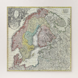 Quebra-cabeça Mapa Vintage da Escandinávia