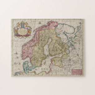 Quebra-cabeça Mapa Vintage da Escandinávia (1665)