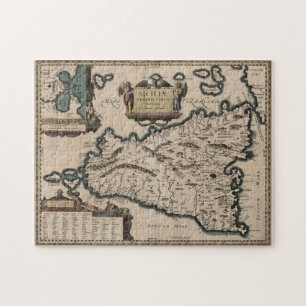 Quebra-cabeça Mapa Vintage da Sicília Itália (1619)