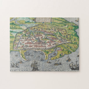 Quebra-cabeça Mapa Vintage de Alexandria Georg Braun