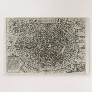 Quebra-cabeça Mapa Vintage de Bruges Bélgica (1612)
