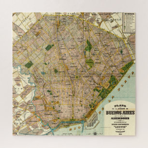 Quebra-cabeça Mapa Vintage de Buenos Aires Argentina (1921)