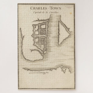 Quebra-cabeça Mapa Vintage de Charleston SC (1755)
