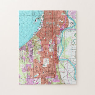 Quebra-cabeça Mapa Vintage de Everett Washington (1953)