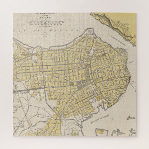 Quebra-cabeça Mapa Vintage de Havana Cuba (1905)