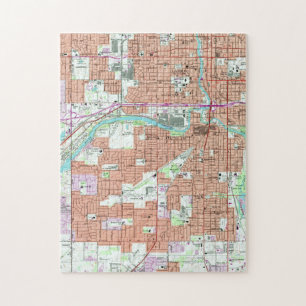 Quebra-cabeça Mapa Vintage de Lansing Michigan (1965)