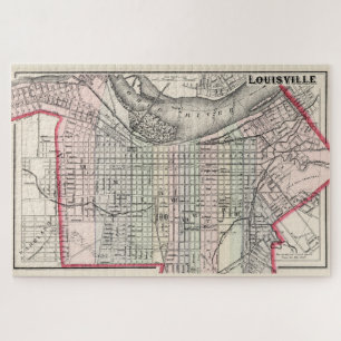 Quebra-cabeça Mapa Vintage de Louisville Kentucky (1884)