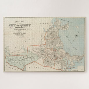 Quebra-cabeça Mapa Vintage de MÃES Quincy (1907)