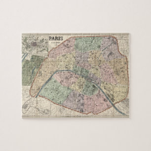 Quebra-cabeça Mapa Vintage de Paris, França