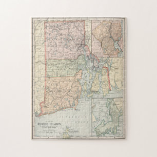 Quebra-cabeça Mapa Vintage de Rhode Island (1891)