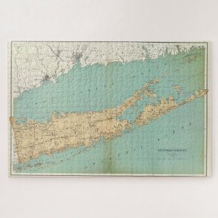 Quebra-cabeça Mapa Vintage do Condado de Suffolk NY (1895)