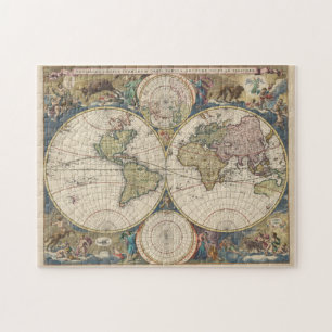 Quebra-cabeça Mapa Vintage do Mundo (1690)