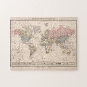 Quebra-cabeça Mapa Vintage do Mundo (1852)