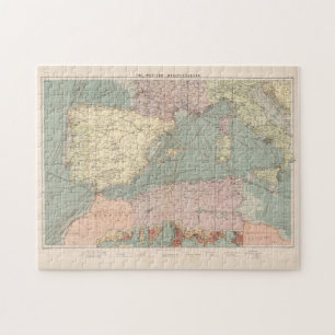 Quebra-cabeça Mapa Vintage dos Portos do Mediterrâneo Oriental