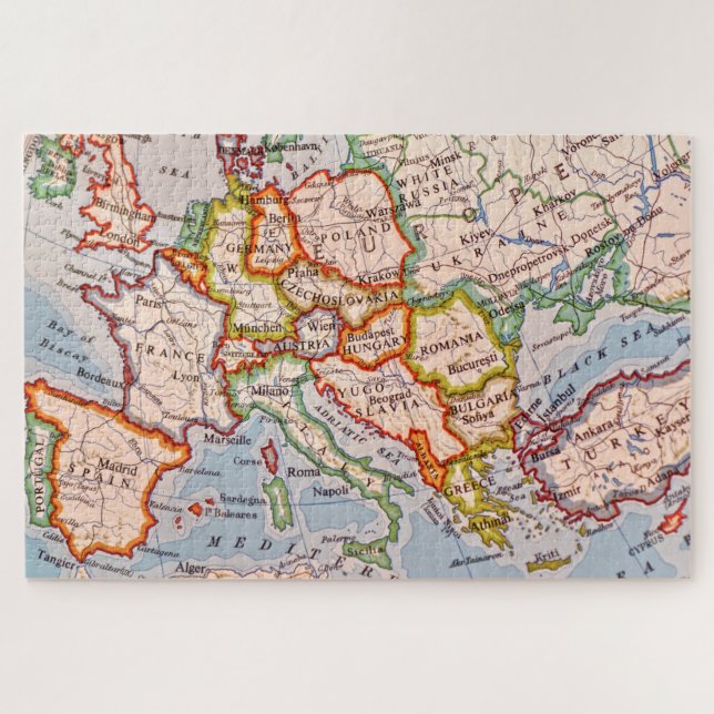 Quebra-cabeça Mapa Vintage europe (Horizontal)