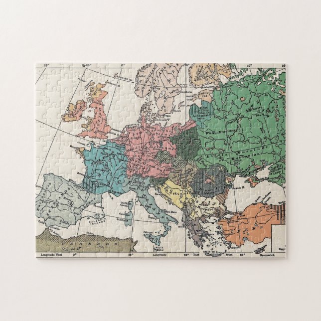 Quebra-cabeça Mapa Vintage Europe (Horizontal)