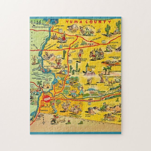 Quebra-cabeça Mapa Yuma Arizona 11x14 (Vertical)