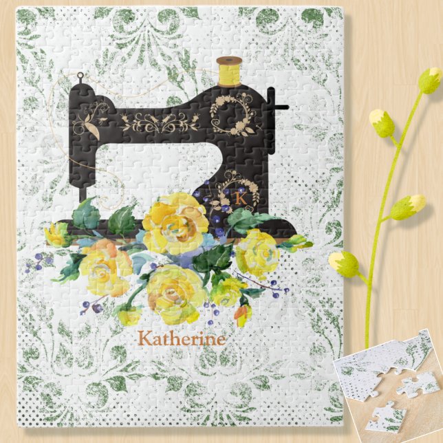 Quebra-cabeça Máquina de serra Floral Amarela Personalizada (Criador carregado)