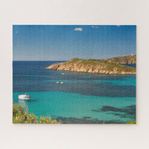 Quebra-cabeça Mar azul e céu com barcos e penhascos