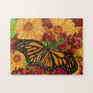 Quebra-cabeça Maravilhosa pintura a aquarela de borboleta monarc