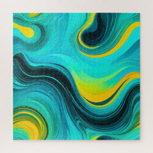 Quebra-cabeça “Marbella” Azul Amarelo Ondas Espirais