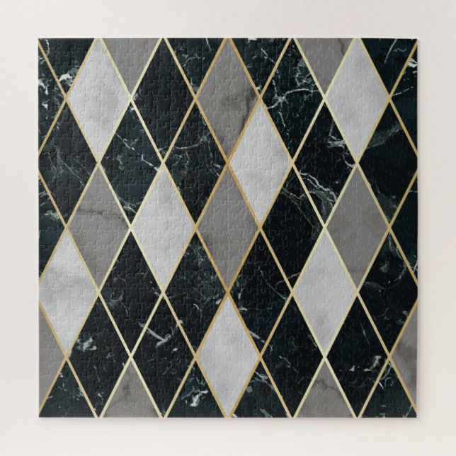 Quebra-cabeça Marble Geométrico: Linhas Douradas, Luxo (Vertical)