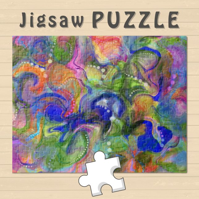 Quebra-cabeça Marbling Art abstrato azul laranja - (Criador carregado)