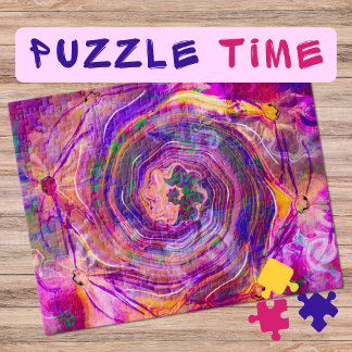 Quebra-cabeça Marbling Art June rosa rose espiral - difícil