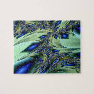 Quebra-cabeça Marcado Arte frontal verde e azul