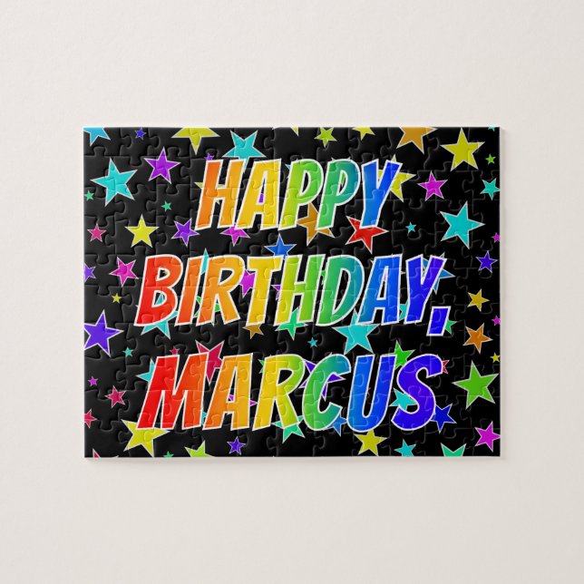 Quebra-cabeça "MARCUS" First Name, Fun "HAPPY BIRTHDAY" (Horizontal)