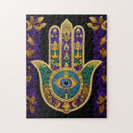Quebra-cabeça Mardi Gras Dourada Roxo Verde Arte Hamsas