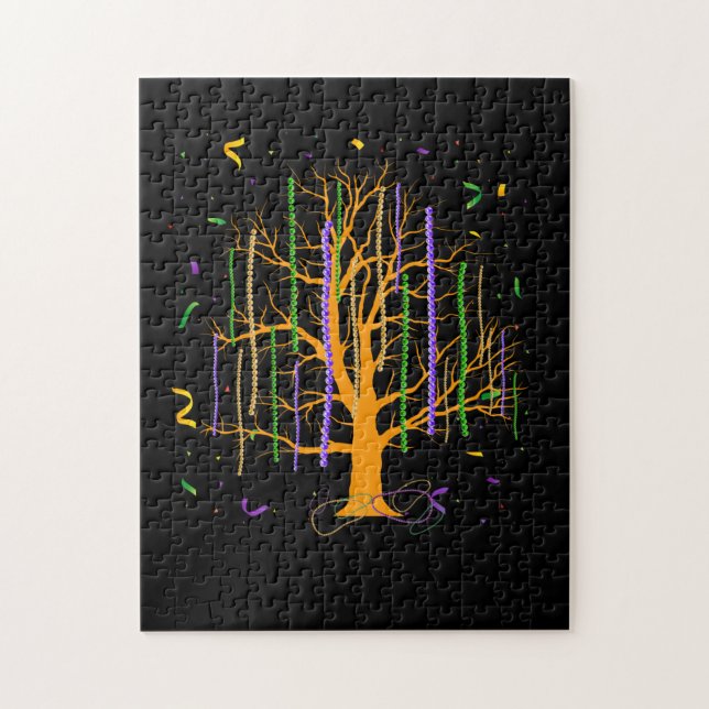 Quebra-cabeça Mardi Gras Tree Miçanga New Orleans 2022 Watercolo (Vertical)