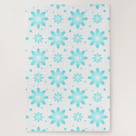 Quebra-cabeça Margarida delicada branca e turquesa, padrão de po