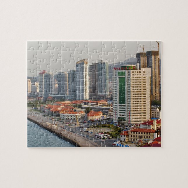 Quebra-cabeça Margem com a silhueta da cidade de Yantai, Shandon (Horizontal)