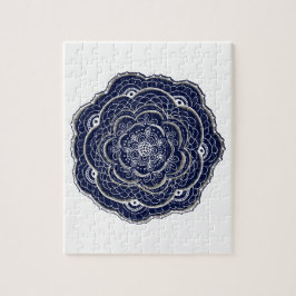 Quebra-cabeça Marinho de Flor Inscrito Azul