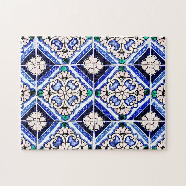 Quebra-cabeça Marinho de padrões espanhol russo Azulejo Azulejo  (Horizontal)
