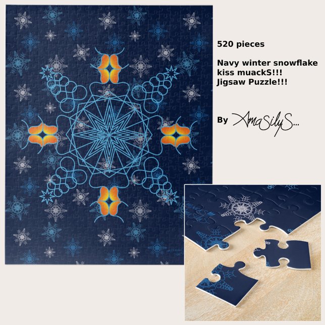 Quebra-cabeça Marinho Floco de neve beija muack S!! - 520 pcs (A magical Christmas gift!)