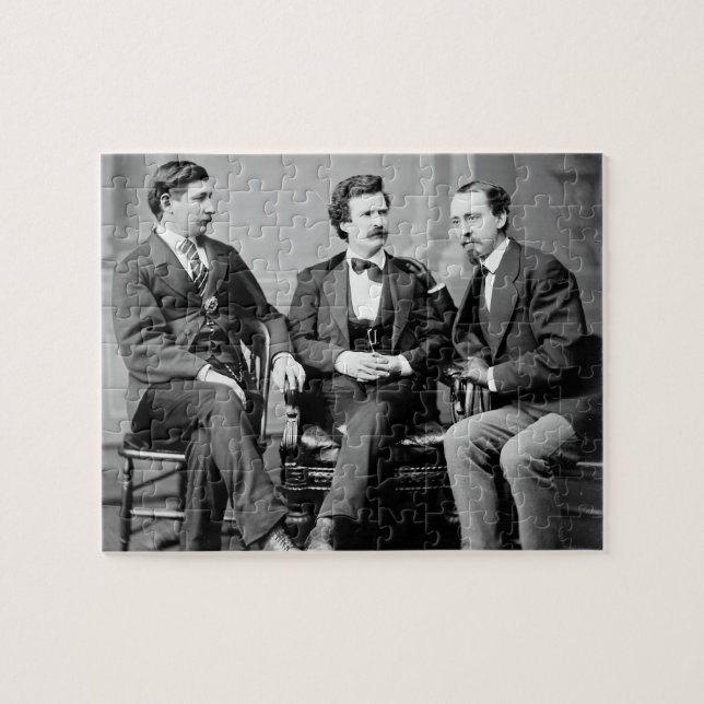 Quebra-cabeça Mark Twain, George Alfred Townsend e David Cinza (Horizontal)