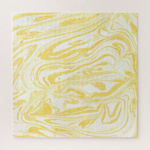 Quebra-cabeça Mármore Amarelo Elegante: Textura Desenhada À Mão