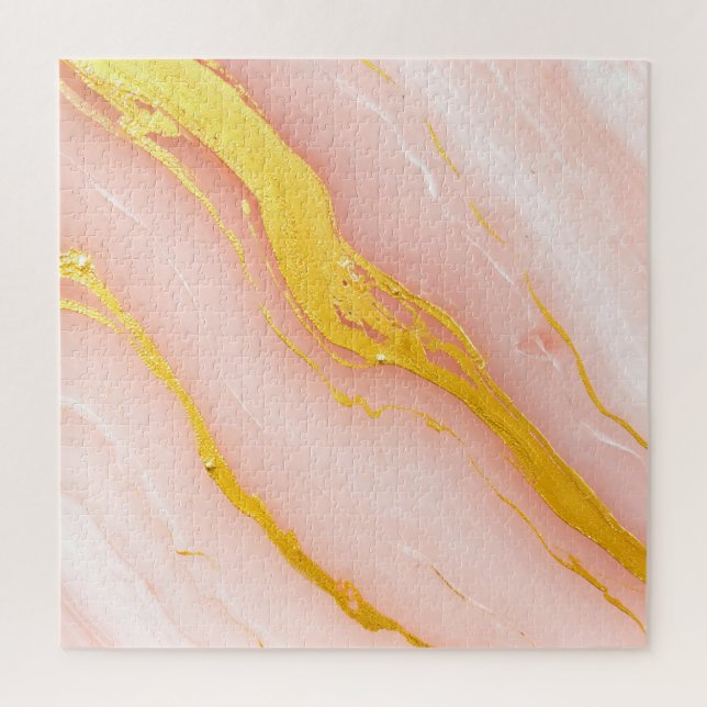 Quebra-cabeça Mármore com Veios de Ouro Rosa Rubor (Vertical)