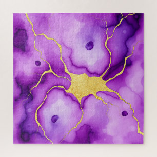 Quebra-cabeça Mármore Dourado Roxo Padrão Abstrato