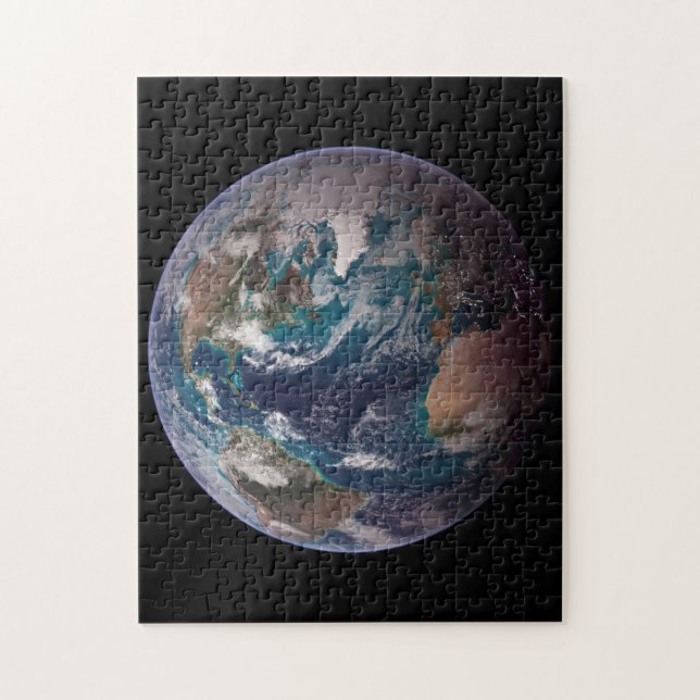 Quebra-cabeça Mármores Azuis Gêmeos - Oeste - Planeta Terra Pret (Vertical)